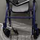 Medline Steel Rollator Walker with Seat, Blue, 300 lb. Weight Capacity, 8 Wheels, Foldable, Adjustable Handles, For Seniors, For Mobility Impairment