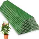 Tanlade 100 Pack 5 Ft/60 Inches Garden Plants Stakes Tomato Stakes Steel Metal Plant Sticks Support with Plastic Coated Sturdy for Tomato, Beans, Peppers, Trees, Outdoor Indoor Climbing Plants