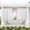 Exclusive Home Cabana Solid Indoor/Outdoor Light Filtering Hook-and-Loop Tab Top Curtain Panel Pair, 54"x63", White