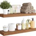 BAMEOS 24x6 Wall Shelf, 2-Shelf Modern Oak Floating Shelf Set for Bedroom, Bathroom, Kitchen Storage (American Red Oak)