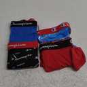 Champion Boys' Underwear, Everyday Active Stretch Boxer Briefs, Assorted 4-pack Boxer Briefs (Medium, Blue/Red/Scripts)