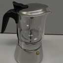 Geesta Premium Crystal Glass-Top Stovetop Espresso Moka Pot - 4/6/ 9 Cups - Stainless Steel Coffee Maker- 240ml/8.5oz/6 cup (espresso cup=40ml)