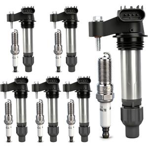 OTO-K Ignition Coil Packs and Iridium Spark Plugs Compatible with GMC Canyon Acadia Terrain,Buick Allure Enclave,Chevy Equinox Traverse Malibu Impala,UF569 12622561 Spark Plugs Coil Packs