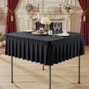 Shillance 34x34 Inch Black Spandex Square Tablecloth,Wrinkle Free Black Fitted Table Cloth for Square Tables,Washable Pleated Table Cover for Wedding Birthday Cocktail Party Buffet Dinner Camping