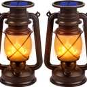 Solar Lantern Outdoor Hanging Solar Lights Dancing Flame Led Waterproof Camping Lamps, Landscape Decor for Table Patio Garden Yard Pathway Porch 2 Pack