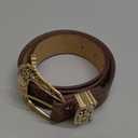 Tgirls Brown Western Belts Cowboys Cowgirls Belt for Jeans Vintage Country Leather Belt (Fits waist size:25''-35'', Gold)