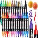 TBC The Best Crafts 24 Colors Dual Tip Acrylic Paint Markers,Waterproof, Non-Toxic, odorless, Suitable for Paper, Pottery, Stones, Backpacks, Glass Multicolor