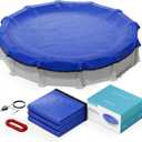 POOLHACKER 2025 Upgrade 30 ft Round Winter Pool Cover - 30ft Round Above Ground, 4 Foot Overlap Extra Thick 420D Pool Cover with Pulley and Cable (Blue)