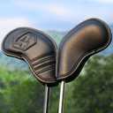 Magnetic Golf Iron Covers Set 10 Pcs Golf Iron Headcovers PU Leather Easy Off/On Protective Cover (Black)