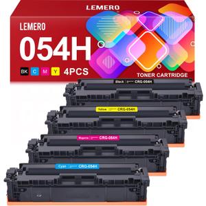 LEMERO Compatible 054H Toner Cartridge Replacement for Canon 054 054H Toner Cartridges Set for Canon Color ImageCLASS MF644Cdw MF642Cdw LBP622Cdw MF641Cw Printer (Black Cyan Magenta Yellow, 4-Pack)