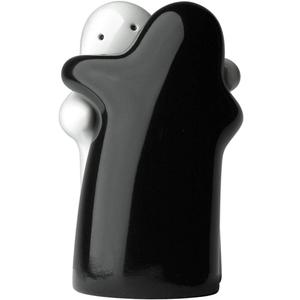 Salt and Pepper Shakers Cute Decorative Novelty Hugging Shakers Couple Set Black and White Modern and Vintage Hug Design Easy to Refill and Dispenser Shaker Set