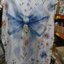 Ufeela Blue Bow Floral Shower Curtain 60Wx72L Inch Spring Watercolor Bowknot Pastel Wildflower Pretty Aesthetic Coquette Girly Women Bathroom Set Elegant Bath Curtain Bathtub Accessories Home Decor