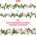 Sggvecsy 2Pcs 15.5Ft Artificial Rose Vine Fake Flower Garland Floral Garland Faux Silk Hanging Vine Rose Ivy Vines for Wedding Arch Party Wall Garden Ceremony Background Outdoor Decor (Pink)