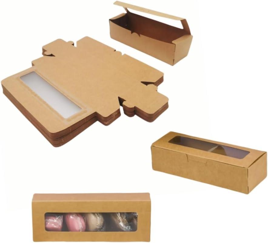 40 Pieces Small Pastry Boxes with Window,Small Bread Box,Packaging for Baked Goods,Muffin,Cookies,Candy,Chocolate,Macaron,Takeout Boxes (Brown, 7x2")