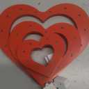 Seeloowy 3 Pcs Valentine Heart Light up Sign Wooden LED Marquee Outdoor Light up Heart Wood Decor Table Decoration for Valentine Wedding Home Bedroom Birthday Kitchen Party Gifts(Red)