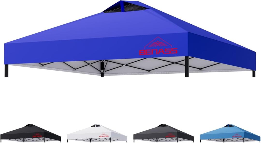 Pop Up Canopy Replacement Top with Air Vent and 1" Reserved Velcro Strip (10x10, Blue)