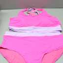 Aqua Eve Plus Size Two Piece High Waisted Bikini Swimsuits Scoop Neck Bikini Set Sporty Bathing Suits Hot Pink 18W