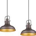 zeyu 2 Pack Farmhouse Pendant Light Fixtures, 11-inch Ceiling Hanging Light Fixtures for Kitchen Dining Room, Oil Rubbed Bronze Finish, 016-1-2PK ORB