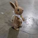 Easter Rabbit Decorative Ornament Resin Vine Weaving Effect Rabbit Sculpture Easter Party Decoration Easter Gift (8.1in Brown Station)