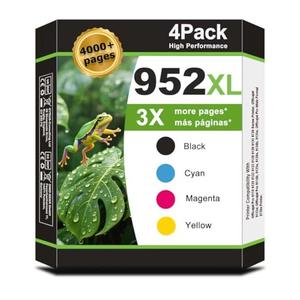 952XL 952 Ink Cartridges Black Color Combo Pack Compatible for HP 952 XL for HP952 Work for OfficeJet Pro 8710 7740 8720 8725 8210 8715 8702 8740 7720 8730 8735 8736 8740 Cyan Magenta Yellow(4-Pack)