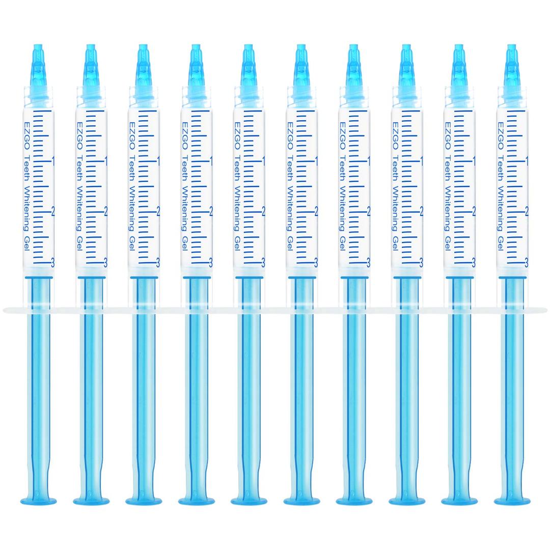 EZGO 10 Pack Teeth Whitening Gel Refills 22% Bleaching Gel, No Sensitive Teeth Whitener, Great for Sensitive Tooth Whitening, Carbamide Peroxide Teeth Whitening Gel, Mint Flavor (10X 3ML)