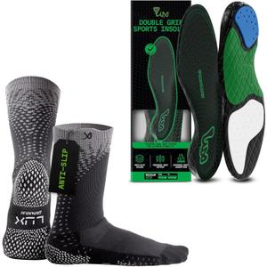 LUX Sports ProCleat Performance Grip Socks & Dual Grip Sports Insoles - GripArray Insoles for Performance Sports & Athletic Socks for Performance