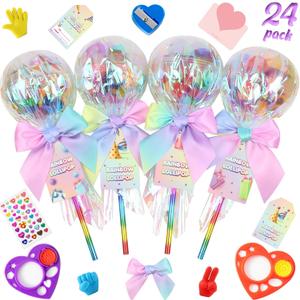 24 Pack Giant Rainbow Stationery Set Party Favors & Goodie Bags for Kids, Return Gifts for Birthday Party, Classroom Rewards Prizes & Gifts Exchange for Students, Back to School Stationery Gift.