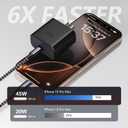 iPhone 17 Pro Max Charger Fast Charging, 2 Pack 45W USB C Super Fast Charger Block &6.6FT Long Type C Charger Cable Cord for iPhone 17/Air/16/16 Plus/16 Pro/16 Pro Max/15/15 Pro/15 Pro Max, iPad Pro