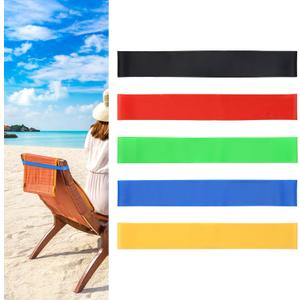 5pcs Towel Bands, Stretch Beach Chair Bands Elastic Beach Chair Clips Towel Holder Strap for Beach Pool Chairs & Cruise Ship Essentials Elastic Windproof Summer Beach Accessories (5 Colors)
