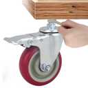 Stem Casters with BrakeHeavy Duty Caster Wheels Set of 4 PU Castors No Noise Swivel Casters M12x30mm with nut +Wrench (4inch)