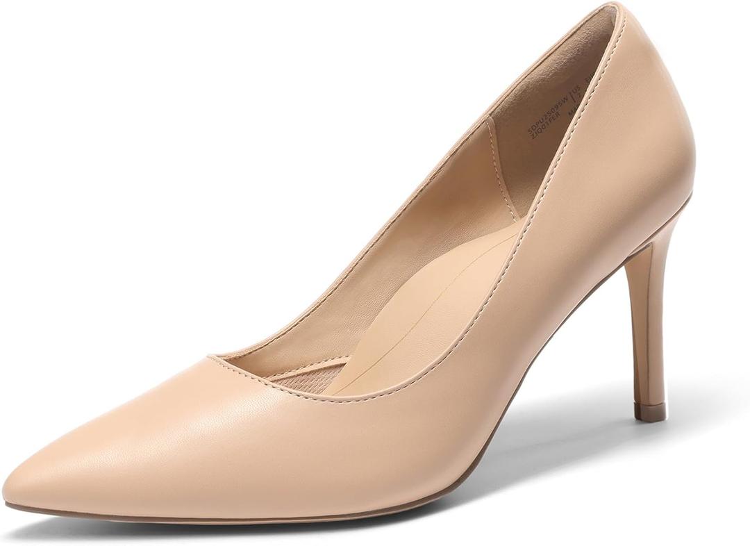 DREAM PAIRS Women's High Heels Pump Closed Pointed Toe Slip On Stiletto Dress Shoes Fashion Wedding Bridal Work Office Comfortable Pumps Shoes (5.5, Nude)
