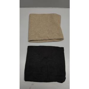 Aiphamy Unisex Fleece Lined Neck Warmer Ski Face Neck Gaiter Winter Infinity Scarf for Women Men, Black and Beige, Pack of 2