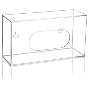 Acrylic Glove Box Holder Wall Mount Disposable Glove Dispenser Storage Organizer for Kitchen, Lab, Garages, Office, Clear (Single)