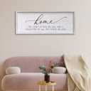 Home Is the Story of Who We Are Wall Decor Sign: 32 x 12 Inch Farmhouse Wooden Framed Wall Art with Home Quote, Horizontal Family Wall Plaque for Living Room or Entryway, Black Frame (White)