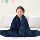 Mr. Sandman Weighted Blanket 7LBS 41 x 60 Inches, Minky Dots Heavy Blanket with Glass Beads, Soft and Cooling for School and Home, Navy Blue