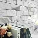 Vamos Tile 100-Piece Glossy Statury White Peel and Stick Backsplash Tile,3''x6'' PVC Subway Tile with Dark Gray Grout, Stick on Backsplash for Kitchen/Bathroom/Fireplace