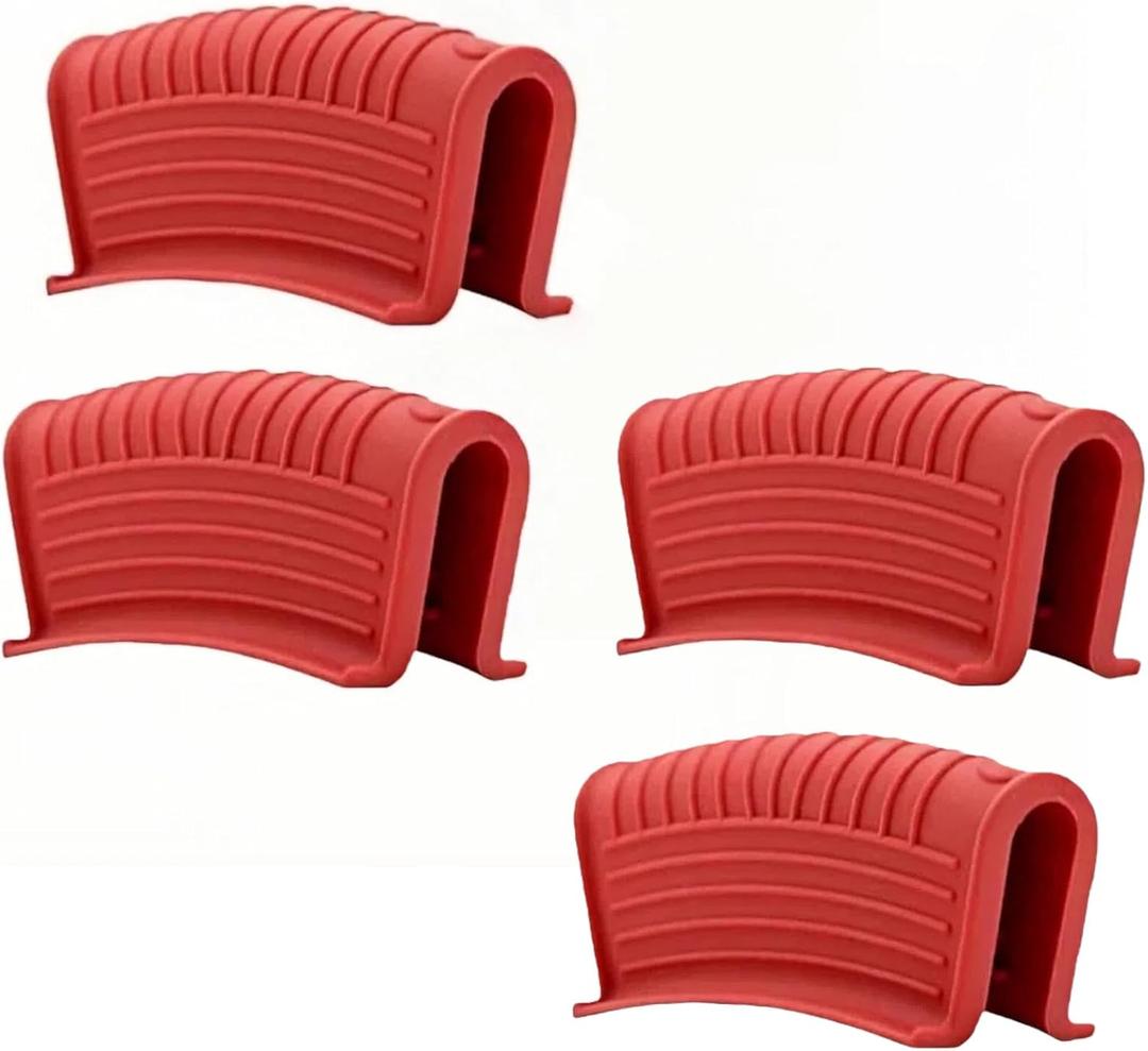 4 Pcs Silicone Assist Hot Pan Handle Holder, Hot Skillet Handle Covers, Pot Holder Sleeve, Non-Slip Heat Resistant Pan Grip Cover for Cast Iron Woks Frying Pans Griddles Casserole - Red