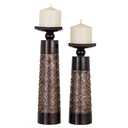 Creative Scents Dublin Brown Pillar Candle Holder Set of 2 - Home Decor Aesthetic, Coffee Table Decor Mantel Centerpieces Table Decorations, Living Room Decor or Dining Tabletop Decor -Gift Packaged-