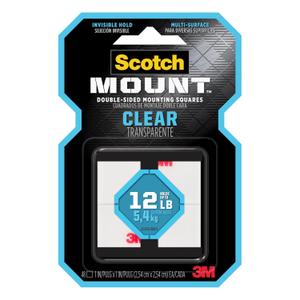 3M Clear Scotch-Mount Double-Sided Mounting Tape, Strips & Squares: 1 in x 1 in. (Clear) / 48-Squares