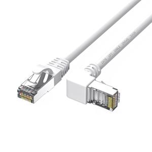 90 Degree CAT6 Ethernet Cable RightAngled Upward, Cat 6 Ethernet Right Angle Patch Network Cable RJ45 gigabit Internet Cable for PC, Router, Modem, Xbox, PS4, PS3-6FT,White (UP Angle, 30FT)