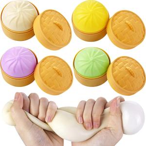 Colorful Dumpling Stress Balls, 4 Pcs Fidget Sensory Toy, Stress Relief Squeezing Dough Bun for Halloween Project, Tricking People, Kid Playing