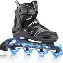 2PM SPORTS Kids Adjustable Inline Skates Ages 4-12, Youth Inline Skates for Girls Boys 5-8 8-12 with Full Light Up Wheels, Beginner Women Adult Skates