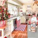 Red and White Plaid Rug Christmas Outdoor Front Door Mat Cotton Hand-Woven Washable Rug for Layered Door Mats Carpet for Farmhouse, Porch, Entryway, Living Room(Red and White, 27.5"43.3")