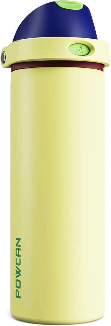 POWCAN 24 oz Insulated Stainless Steel Water Bottle: 2-in-1 Push-Button Spout & Quick-Flip Straw, Leakproof, Cold 24Hrs, Lockable, Fits Car Cup Holder, Ideal for Travel, Sports, Gift (Infinity Beam)