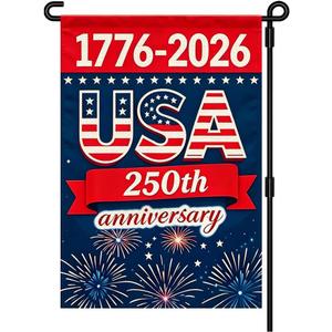8 x 250 Anniversary USA Garden Flags 12 x 18 Double Sided for Outside, 1776-2026 Patriotic Commemorative Yard Flags, 250 Anniversary USA Merchandise
