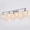 Crystal Bathroom Vanity Lights Over Mirror Chrome Vintage Wall Light Fixture 4-Lights Wall Sconce with K9 Crystal Shade Modern Kitchen Wall Lamp for Living Room Closet Hallway Apartment