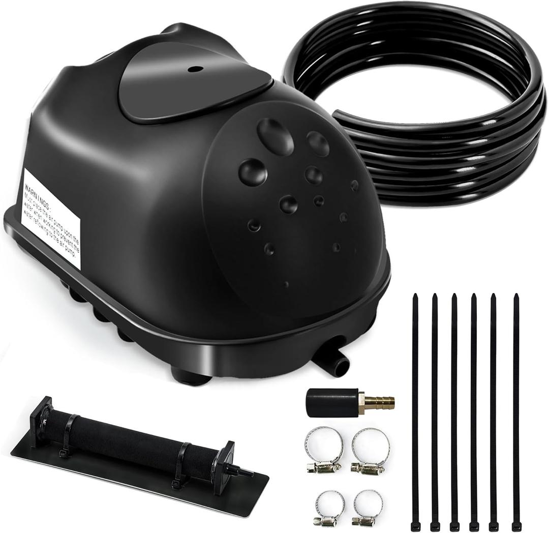 Luckerain Pond Aerator 8000 Gallons Koi Pond Air Pump, Aerators for Outdoor Ponds,Air Pump with Weighted Air Line and Submersible Diffuser Stick
