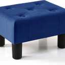 Poofzy Small Foot Stool Ottoman, Velvet Ottoman Foot Rest with Legs, Rectangle Footstool Ottomans for Couch, Living Room and Entryway (Blue)