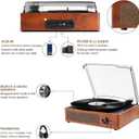 Vinyl Record Player Bluetooth Turntable with 2 Built-in Speakers 3-Speed Vintage LP Player, Support Bluetooth in RCA Out Aux in Headphone Jack