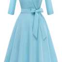Meetjen Women's Vintage Tea Dress Fit and Flare 3/4 Sleeve Elegant Cocktail Party Formal Church Dresses 2026, Xlarge